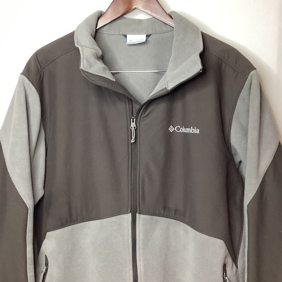 Columbia Mens Fleece Jacket‎ Full Zip Gray Brown Outdoor Warm Activewear - Picture 6 of 13